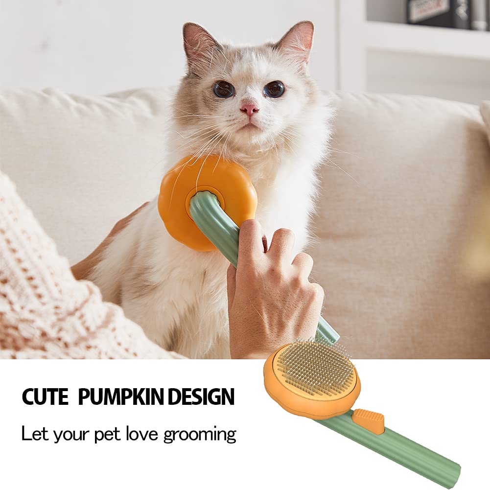 Pet Pumpkin Brush, Self Cleaning Slicker Brush Pet