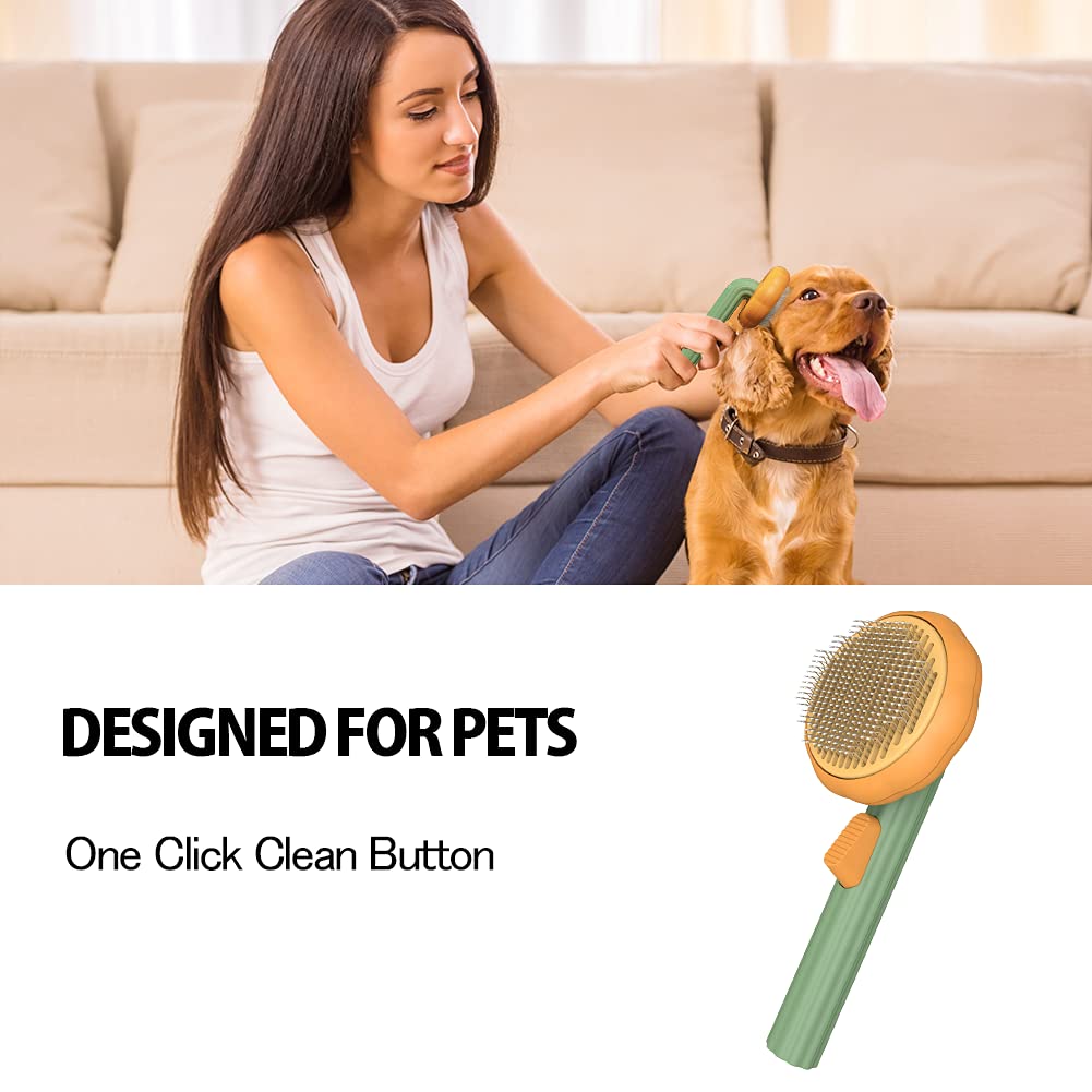 Pet Pumpkin Brush, Self Cleaning Slicker Brush Pet