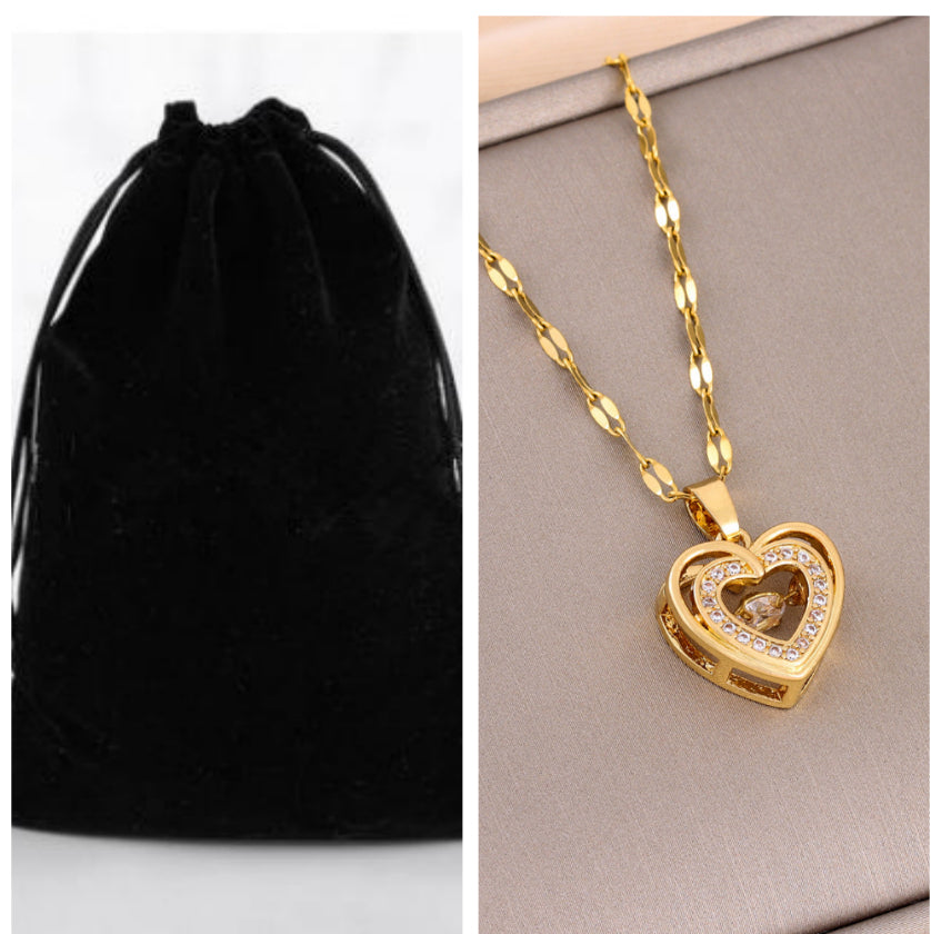 Woman Double-layer Love Necklace With Rhinestones